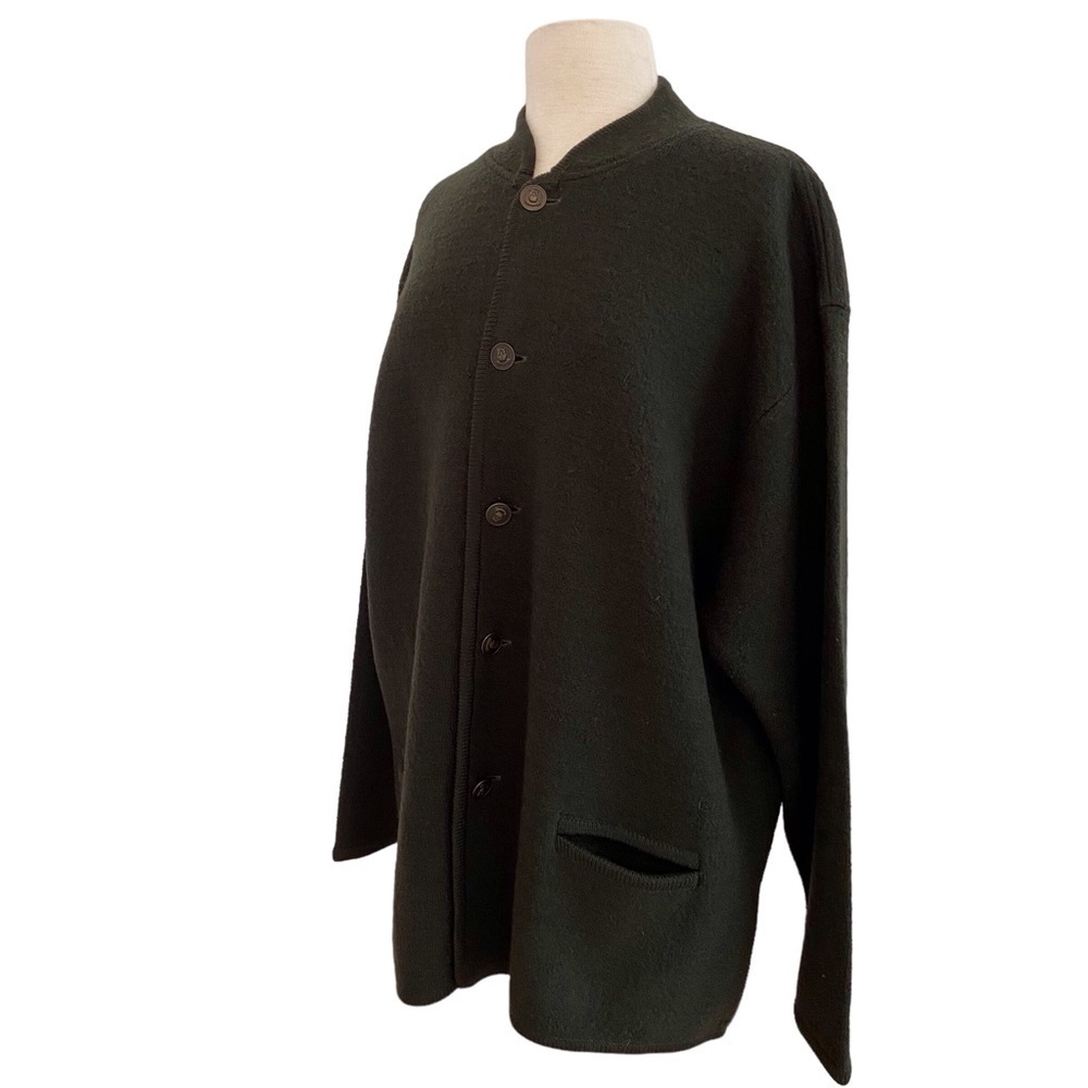 Bos&Co. cardigan Dark green button up closure pockets 100% wool long sleeves XL
